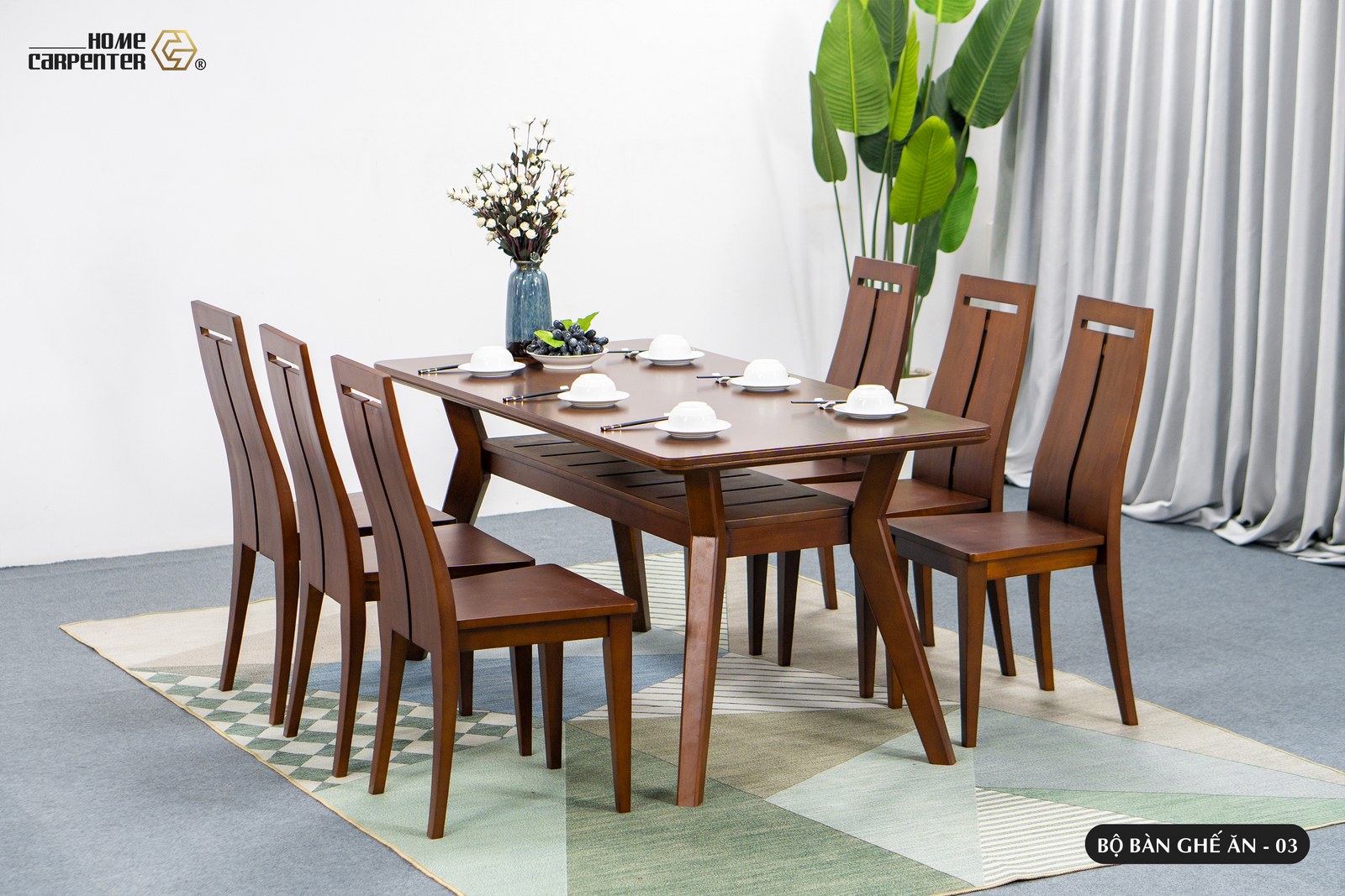 Bàn ghế ăn gỗ tự nhiên Home Carpenter New 03