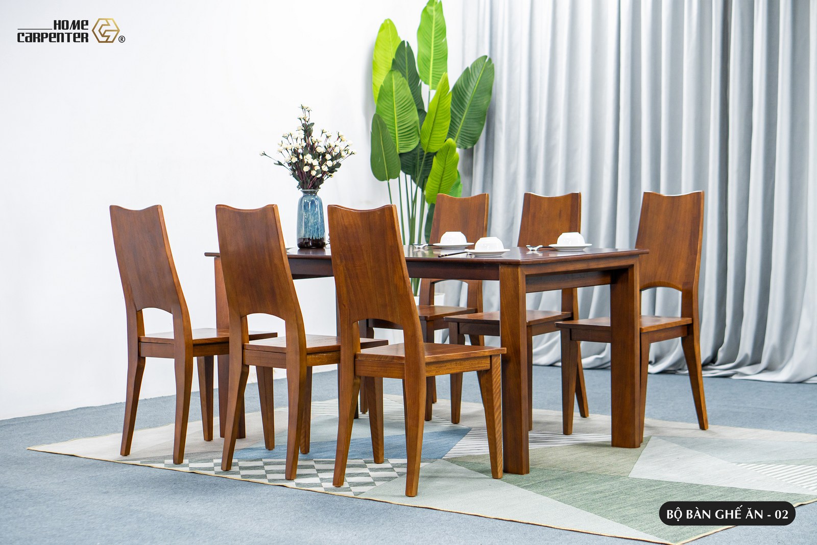 Bàn ghế ăn gỗ tự nhiên Home Carpenter New 02
